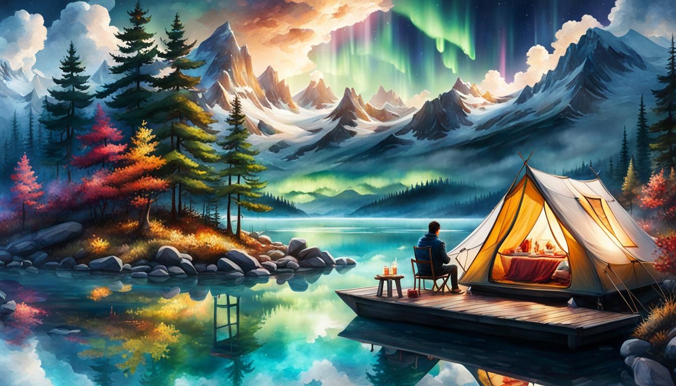 Camping at lakeside  by @MacMikkola