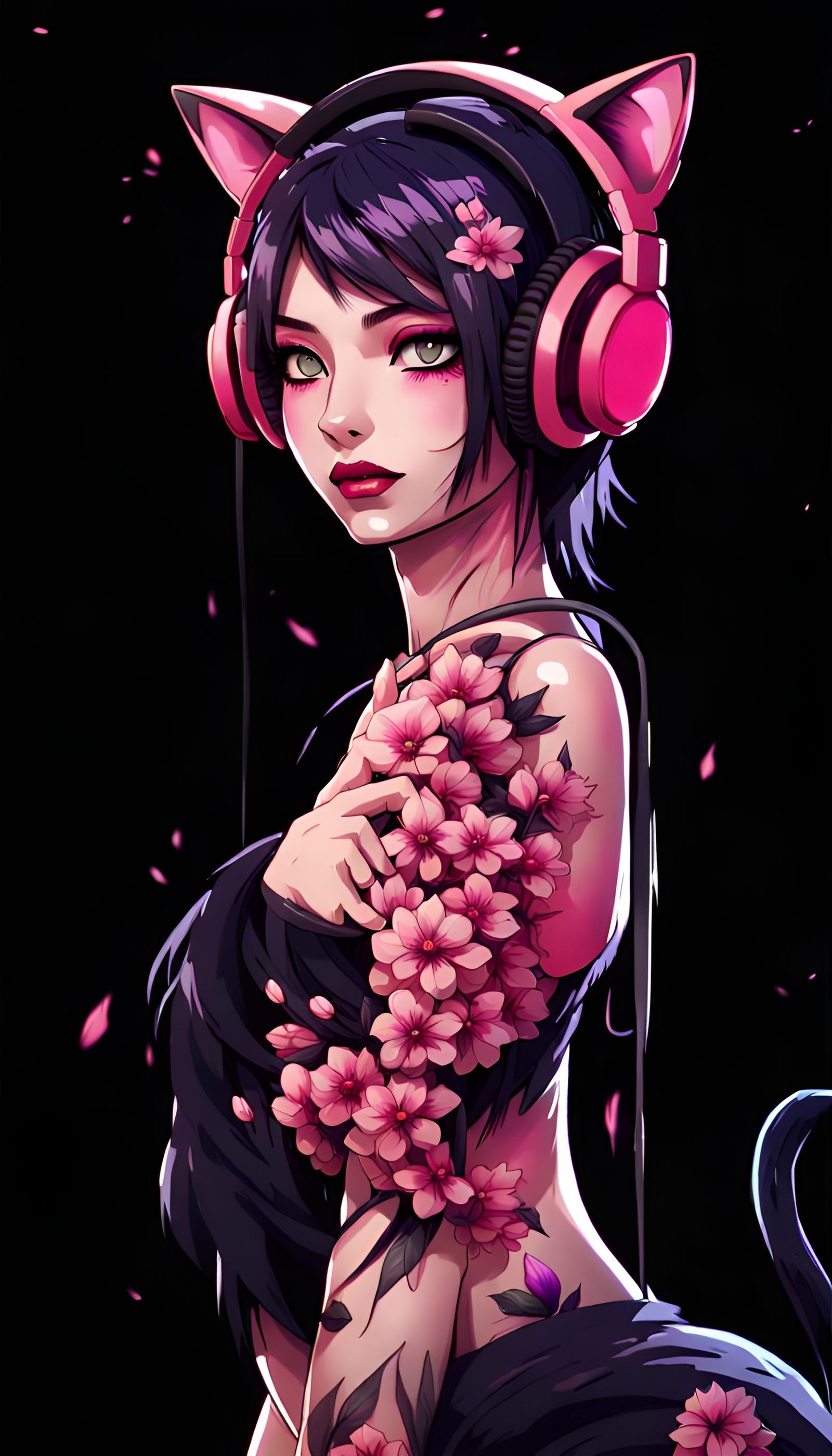 Cat girl DJ playing in front of a giant crowded rave - AI Generated Artwork  - NightCafe Creator