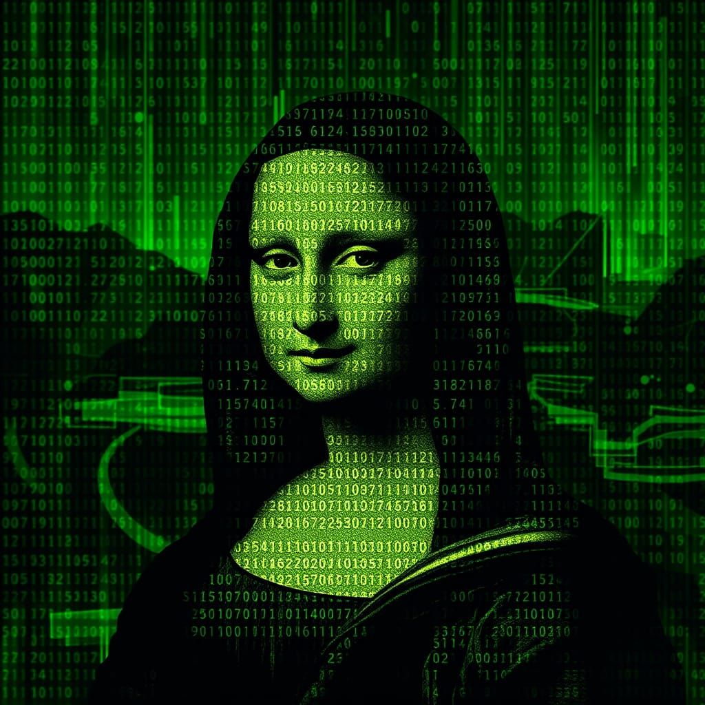 Mona Lisa formed entirely from binary code  by @Uncle Bubba