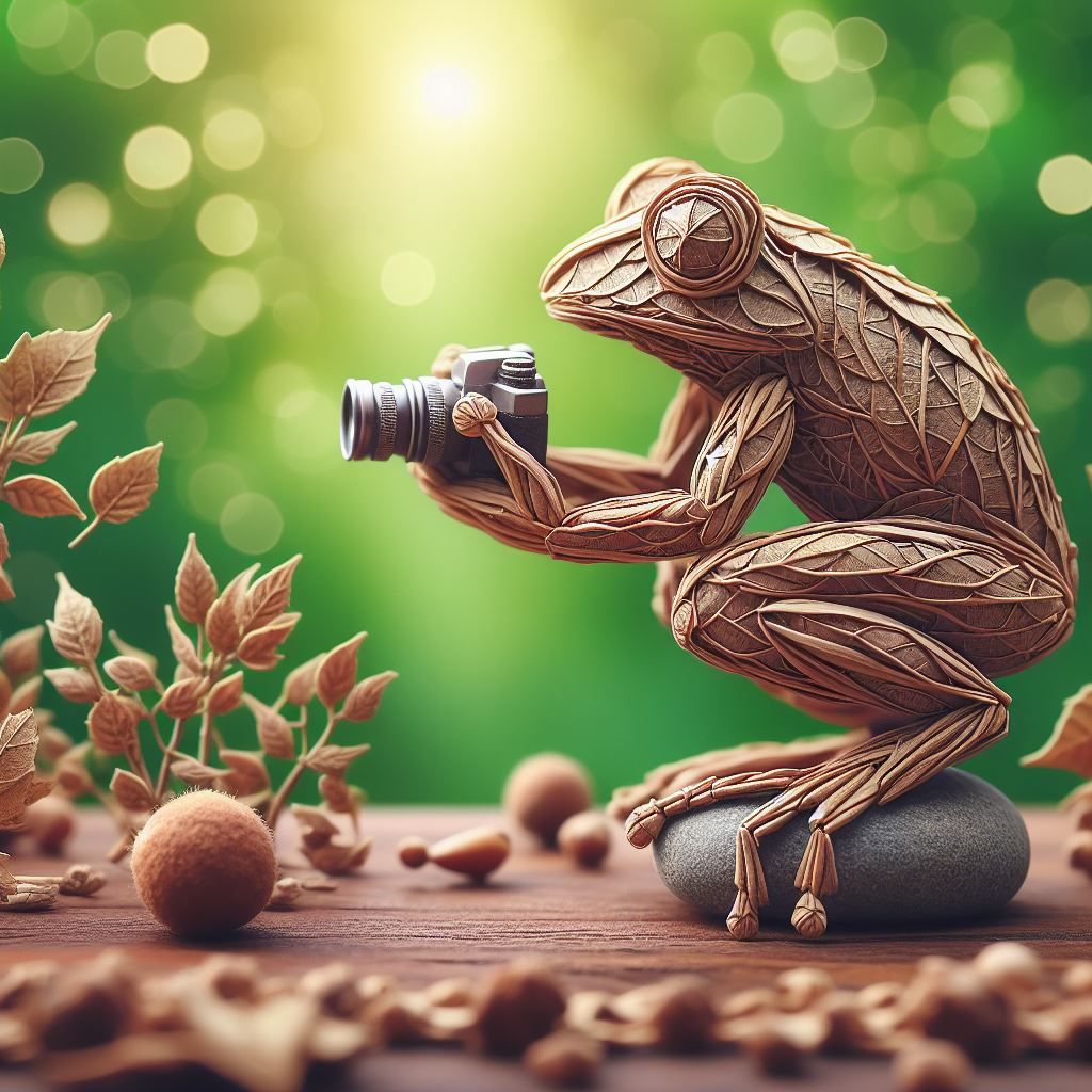 Frog made of dried bodhi leaves