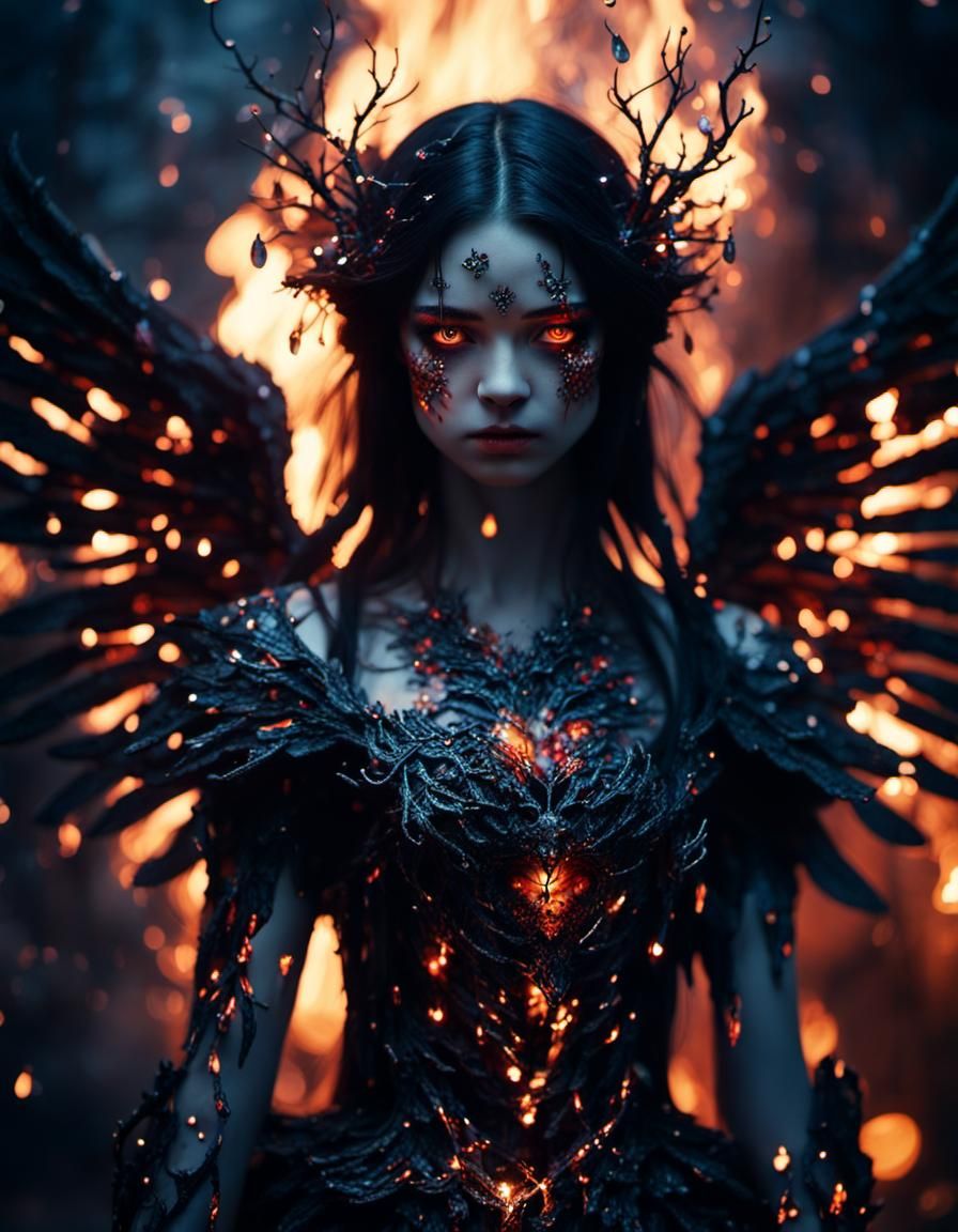 Black  fairy with lighting fire eyes  by @Nadine Angel
