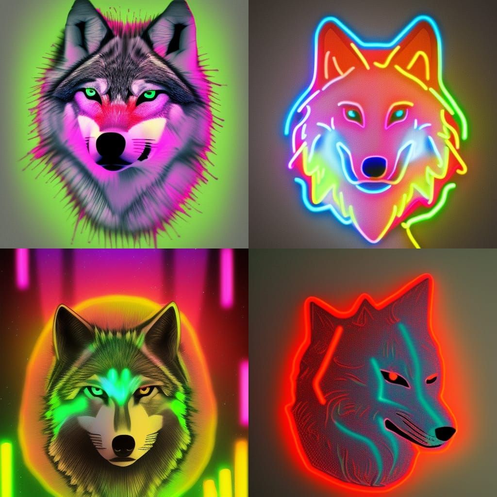 neon wolf - AI Generated Artwork - NightCafe Creator