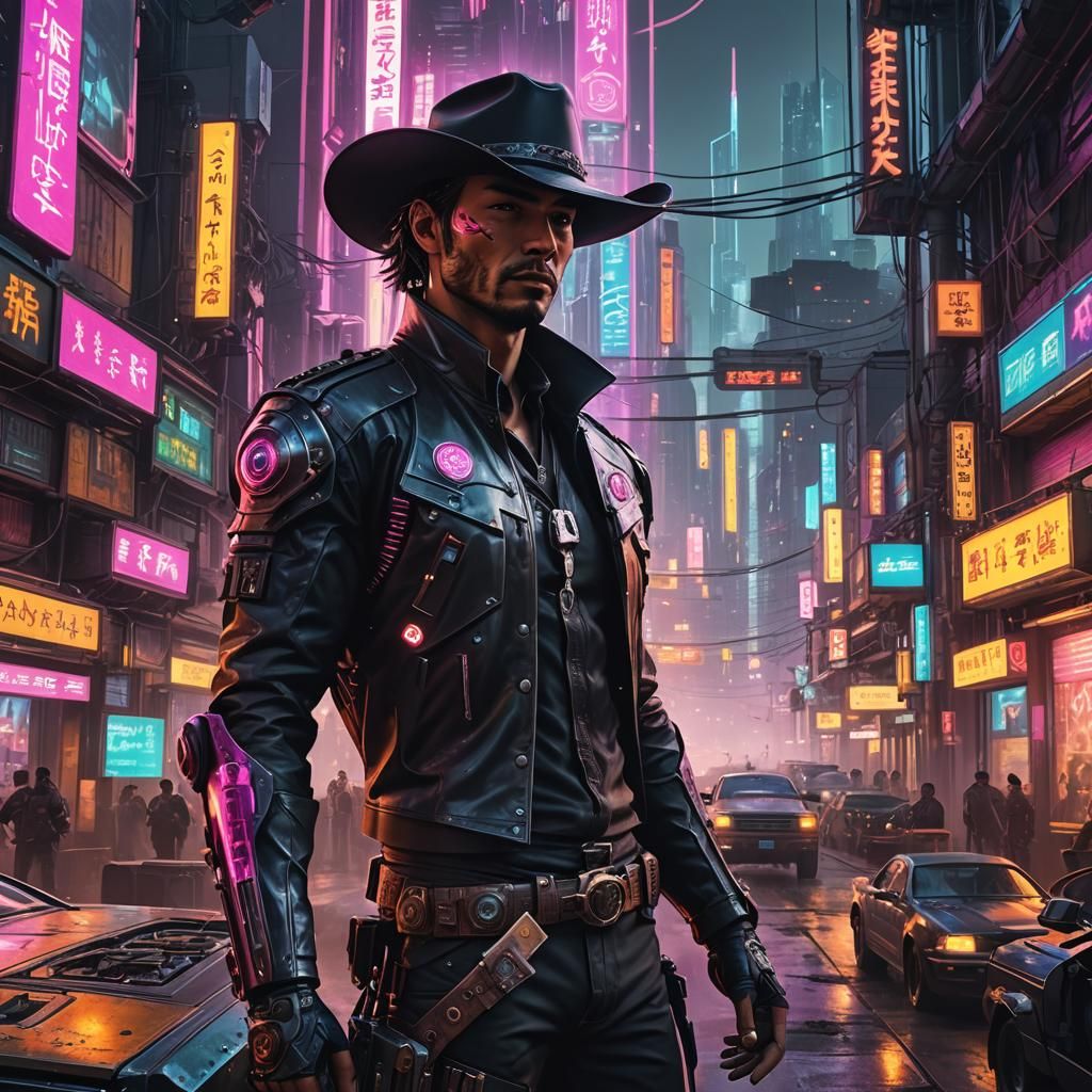 Cowboy Cyberpunk 3 - AI Generated Artwork - NightCafe Creator