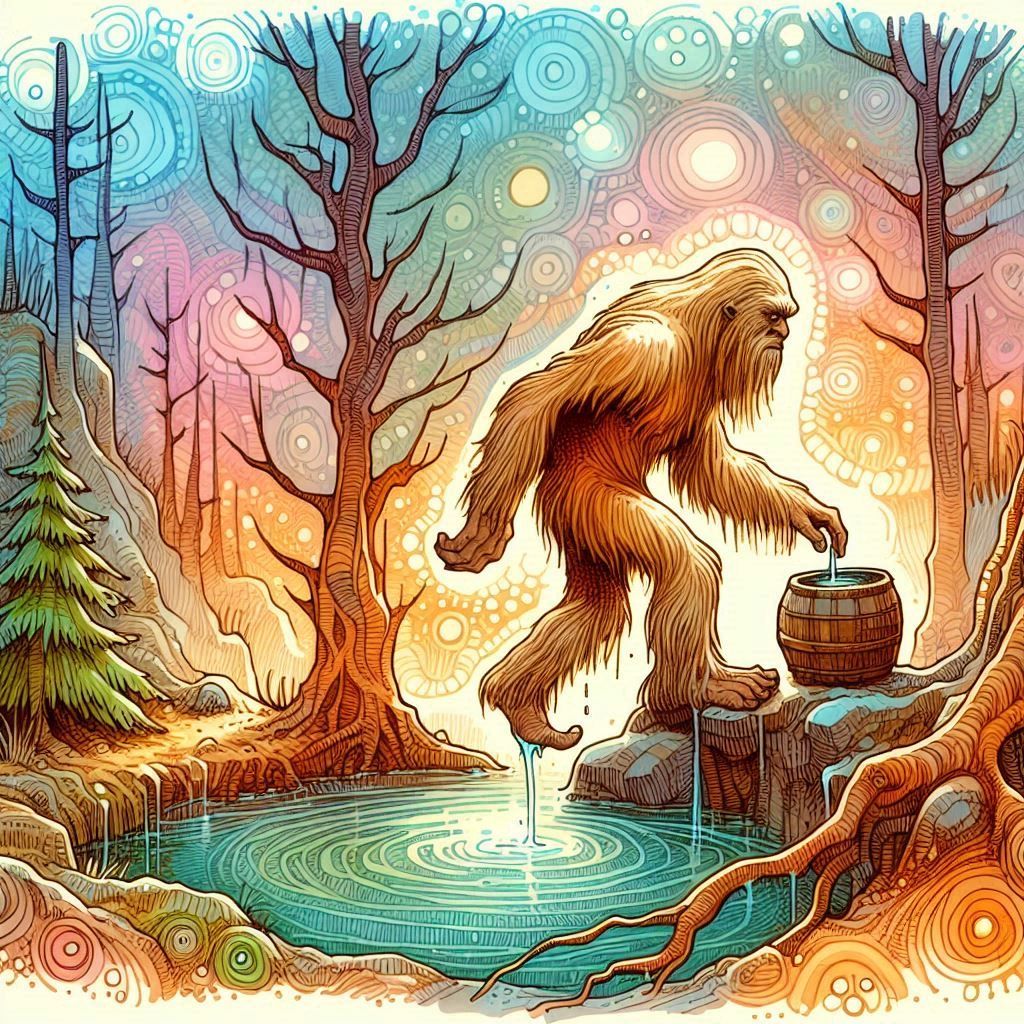 Sasquatch at the watering hole