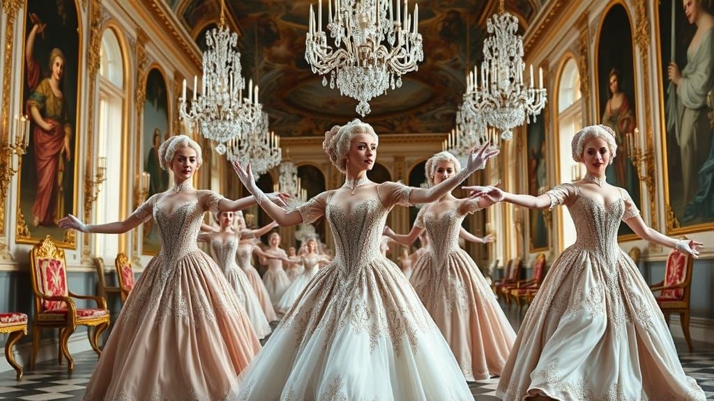 Beautifully dressed ladies perform a dance in honor of Sun King Louis XIV....  by @Ger Seven
