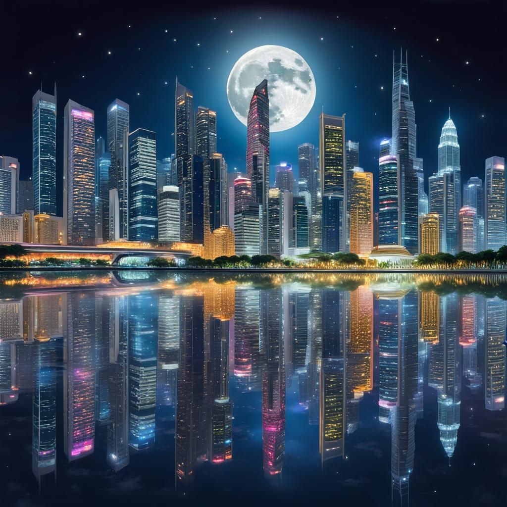 Singapore cityscape at night  by @BulePanda