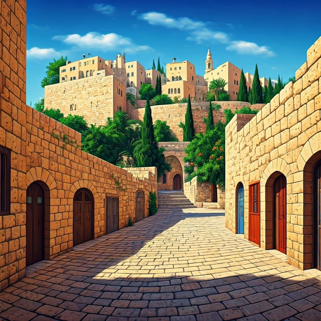Mystical Safed: Ancient City in Whimsical Style