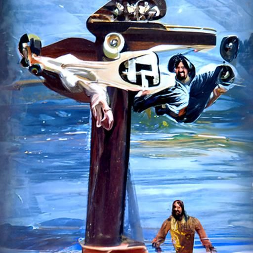 jesus and hitler skateboarding