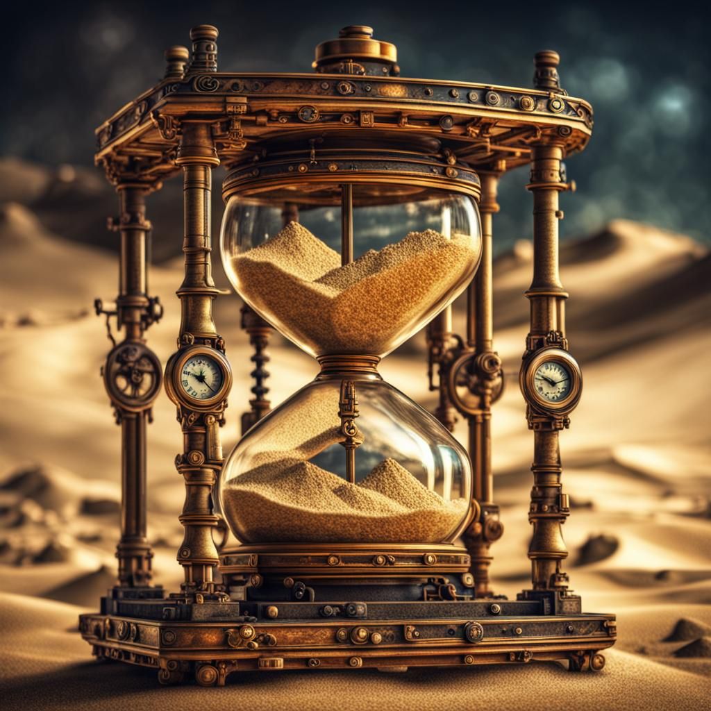 sand clock intricate details, HDR, beautifully shot, hyperrealistic, sharp focus, 64 megapixels, perfect ...  by @nellochka