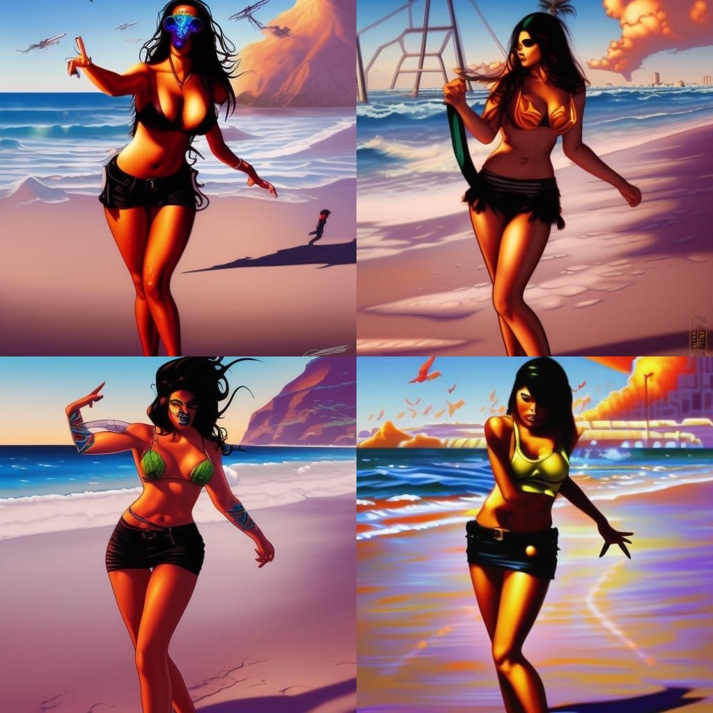hottest bad mexican girl dance on the beach im cyberpunkstyl...
