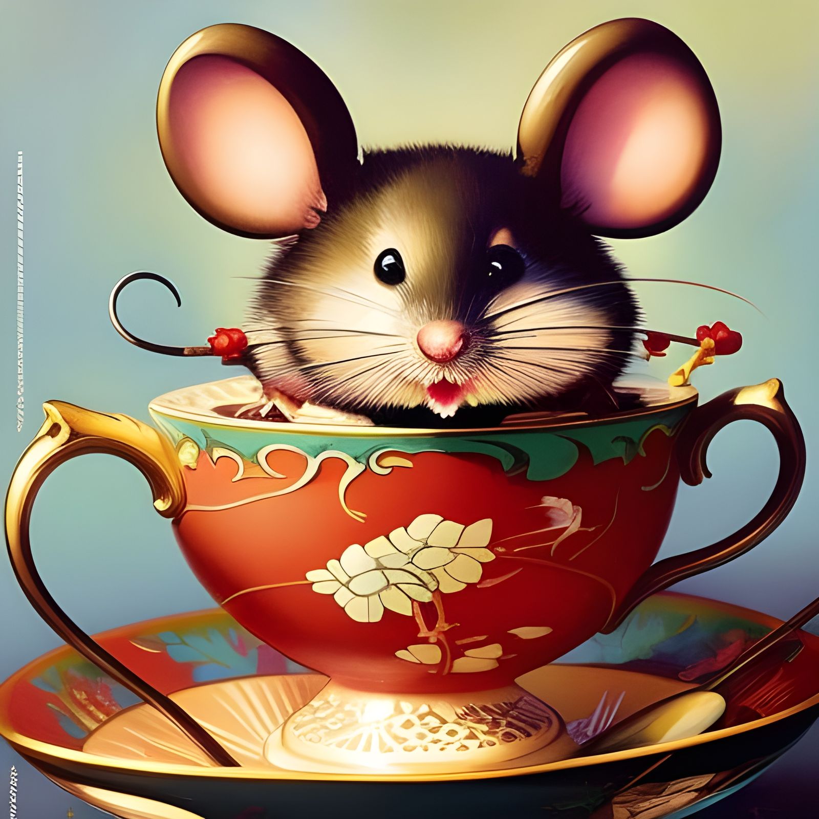 Mouse in a teacup - AI Generated Artwork - NightCafe Creator