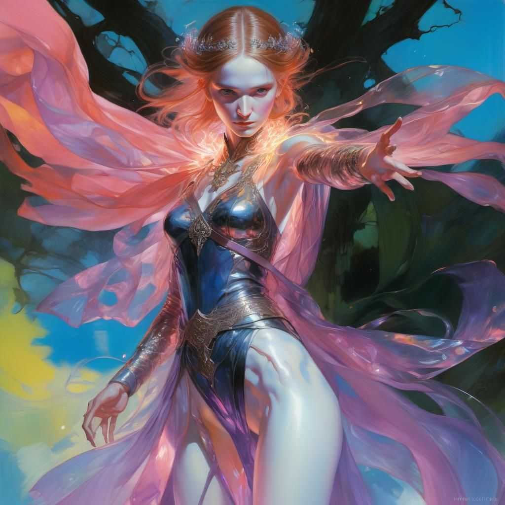 Ethereal Y2K Numenorian Entity in Art Nouveau Style