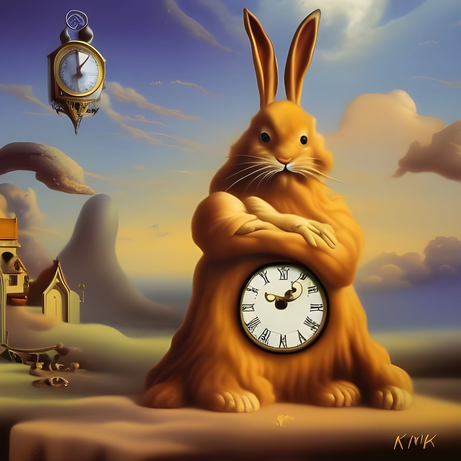 melting clock rabbit 16 - AI Generated Artwork - NightCafe Creator