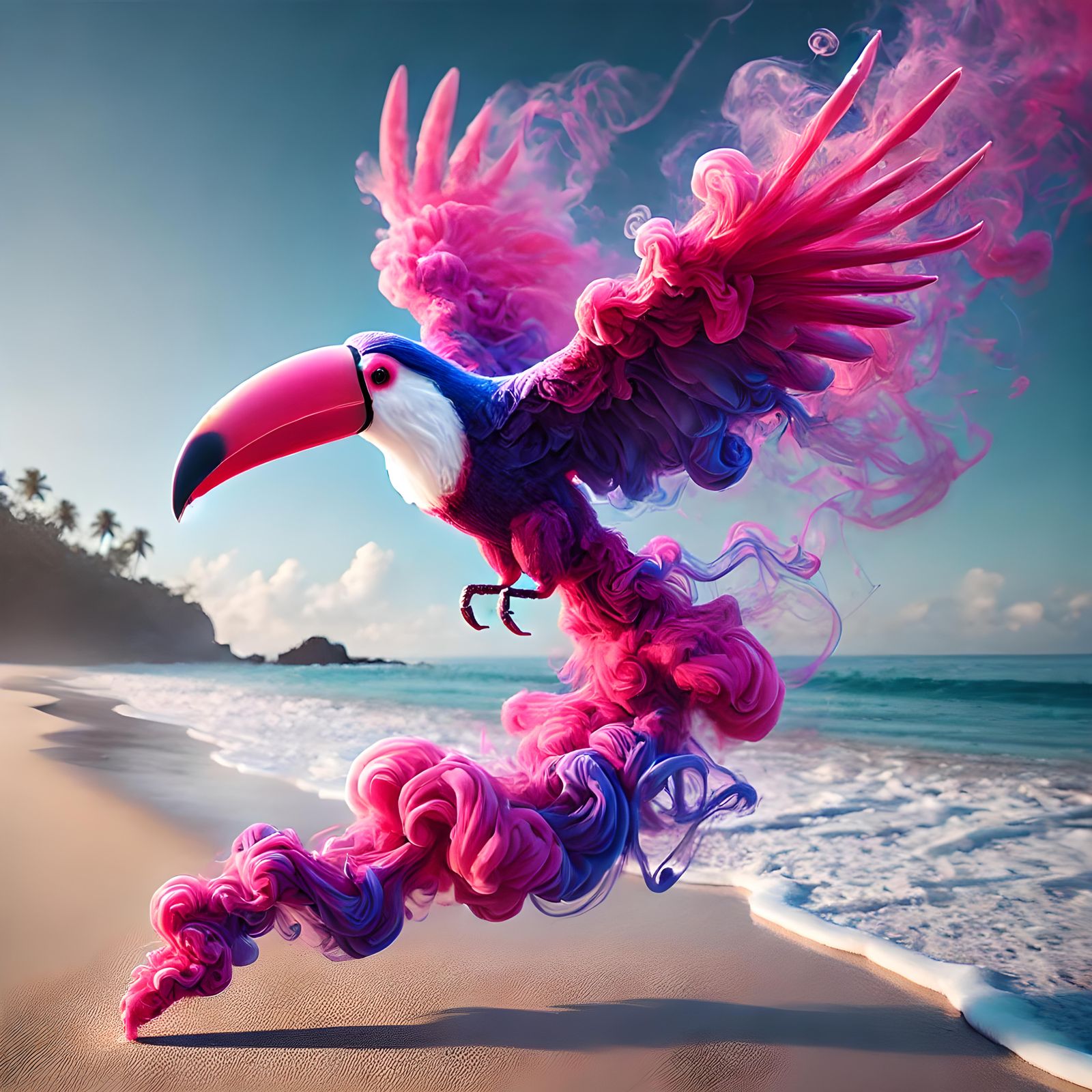 Ethereal smoke flair toucan