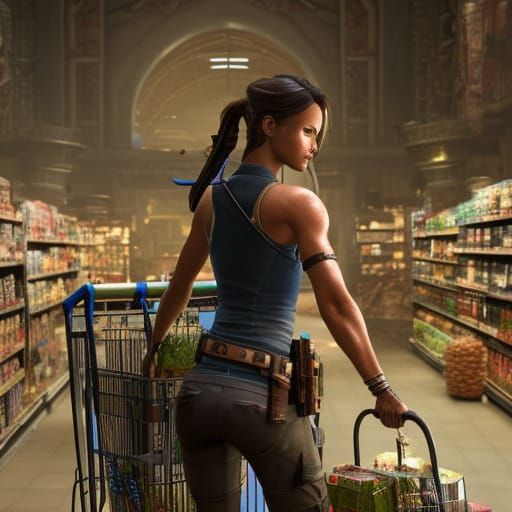 Even Lara Croft does shopping  by @PogAI