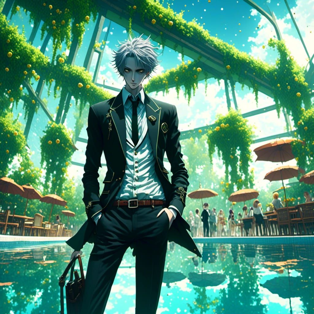  <lora:G-Anime:1.0>  man by pool 