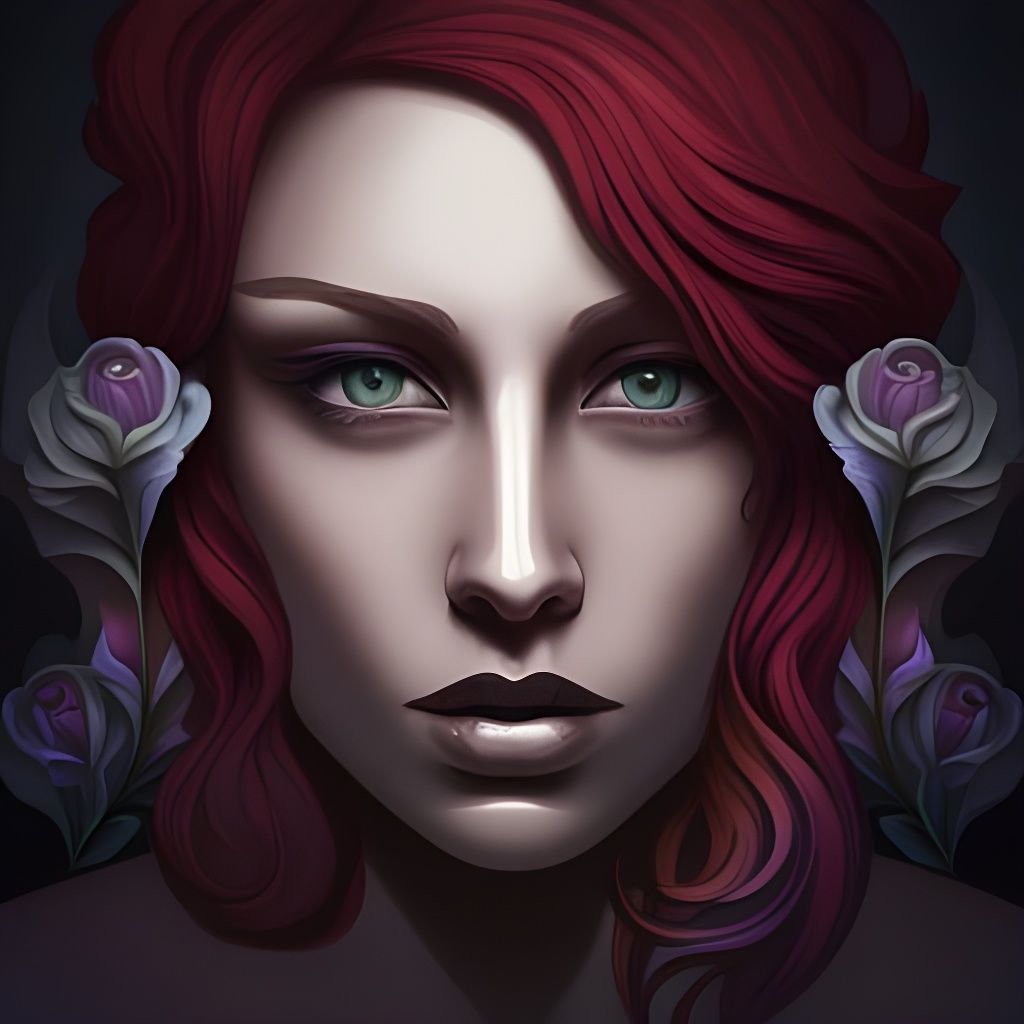 Face In Bloom gothic art psychedelic art mysterious infinity colorful