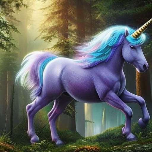 Light Purple Unicorn in Forest - AI Generated Artwork - NightCafe Creator