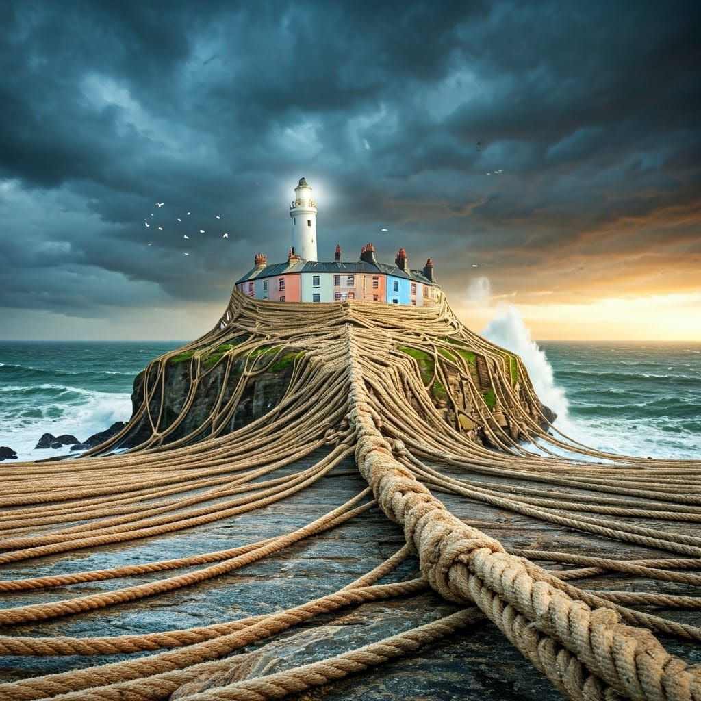 A support system made of string as not to disappear into the sea.  by @Hannah