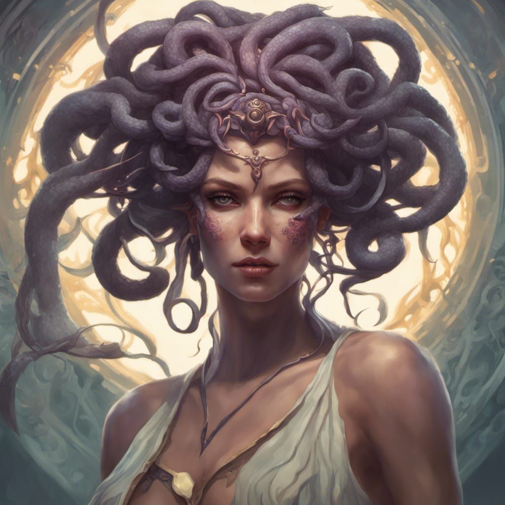 beautiful medusa head and shoulders portrait, 8k resolution concept art ...