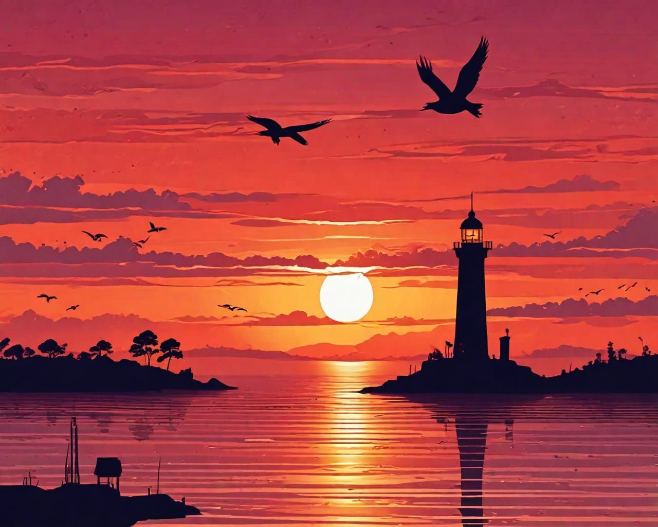 Lighthouse. Abstract scene.