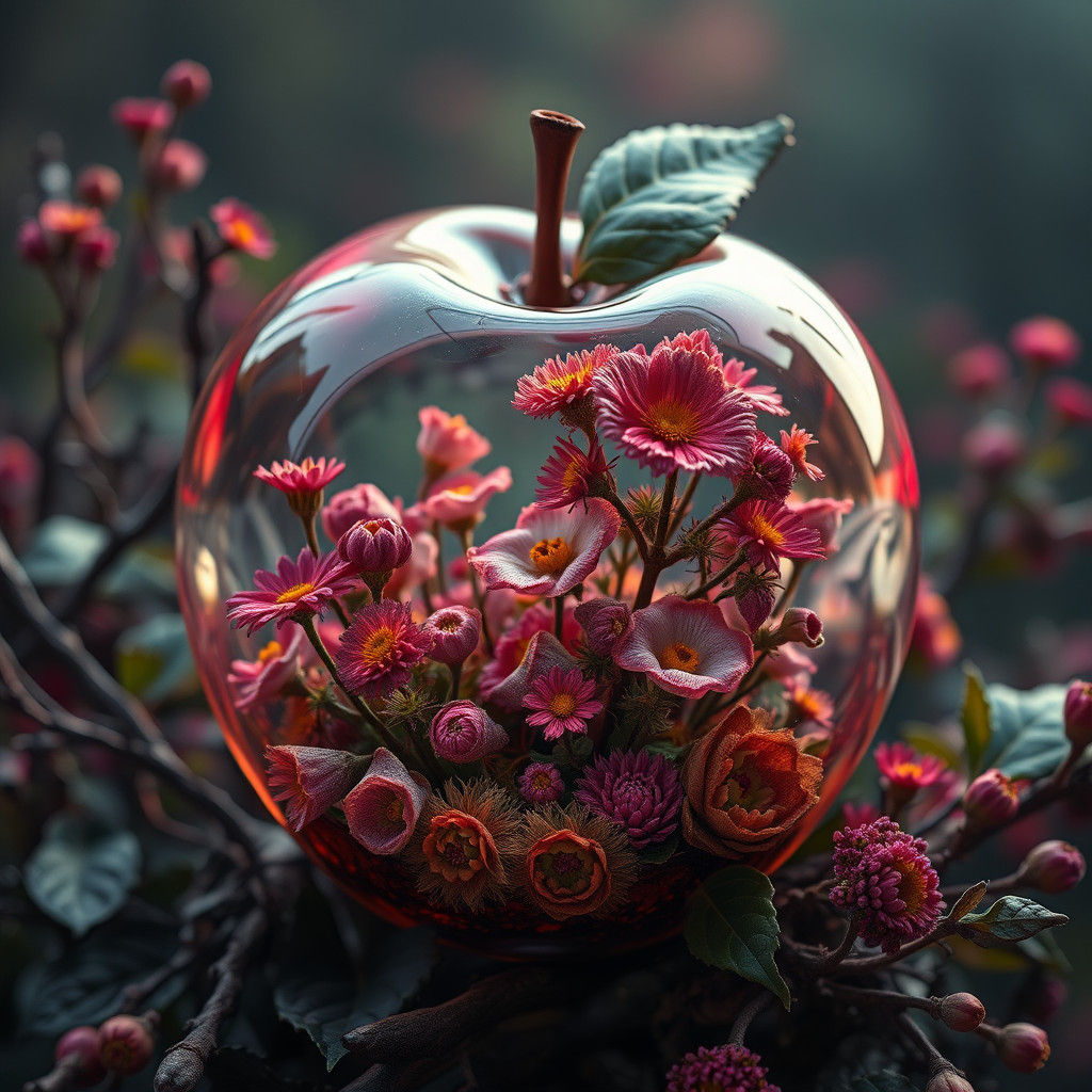 Pink Floral Meadowland Crystal Apple!!  by @Inner Peace