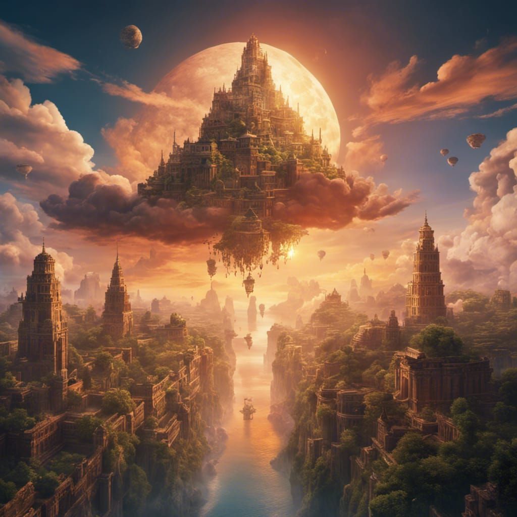 Ancient magickal city in the sunset clouds  by @undefined