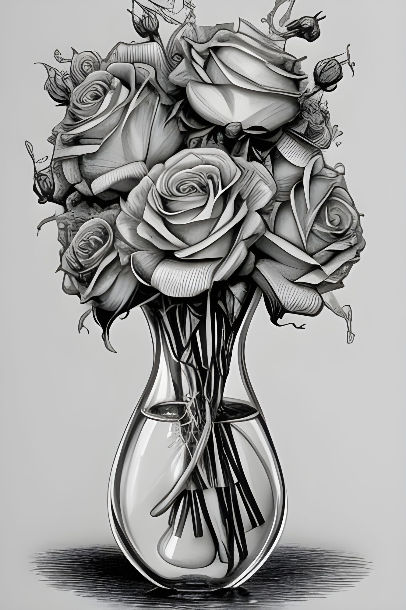 Gothic Rose Pencil sketch - Flower drawing -Black and white sketch by  CallisC 