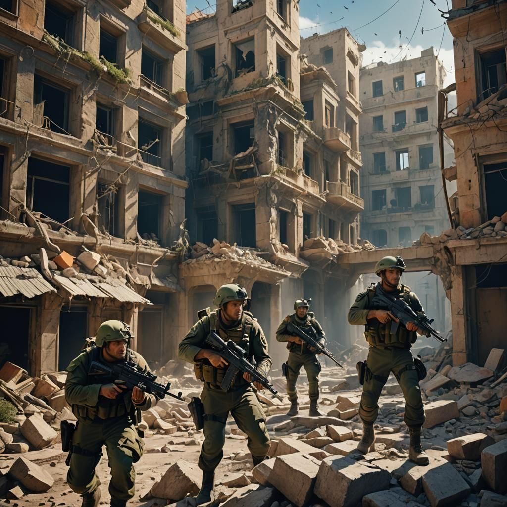 Israeli Soldiers in Action: Detailed Matte Painting