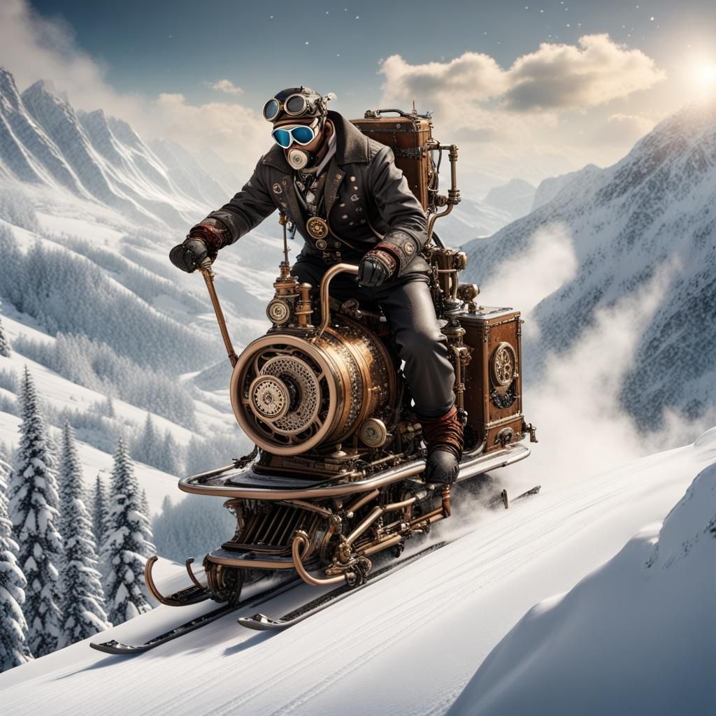 Steampunk Snowmobile   by @RedPixie