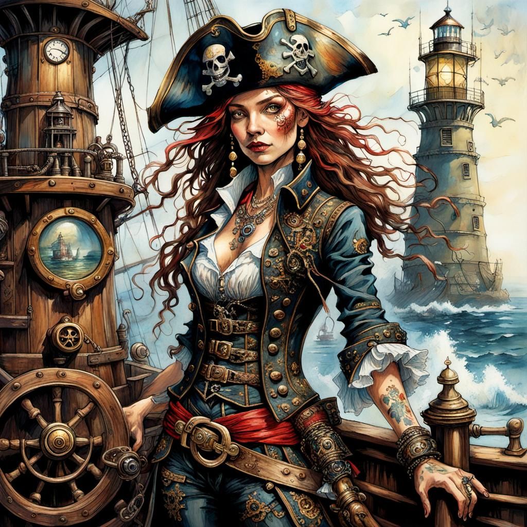 Buccaneer queen on her pirate ship. - AI Generated Artwork - NightCafe ...