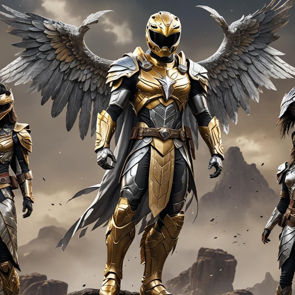 Power Ranger  A golden costume with an eagle-inspired design...