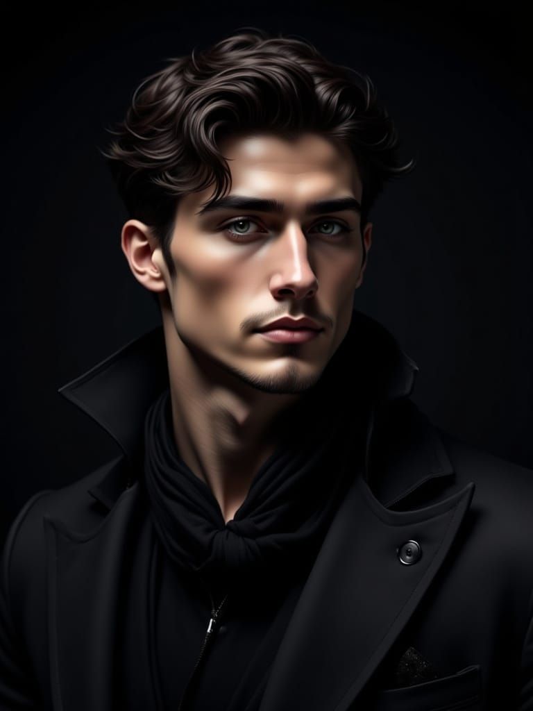 Striking Portrait of a Stylish Young Man with Moustache