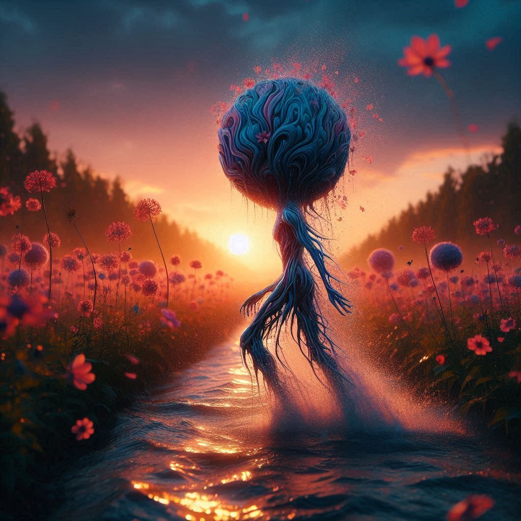 Walking along the flowers