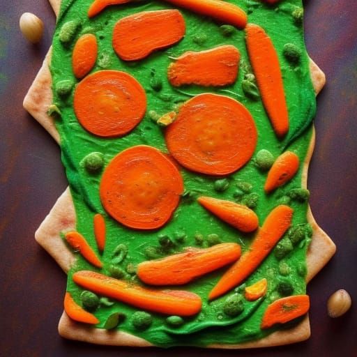 A carrot and pea pizza