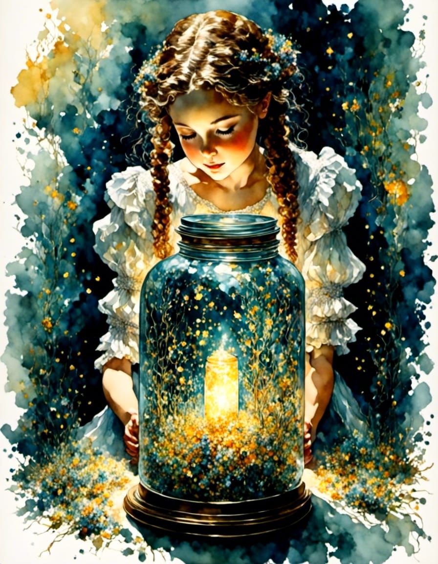 Girl and Fireflies  by @Locutus