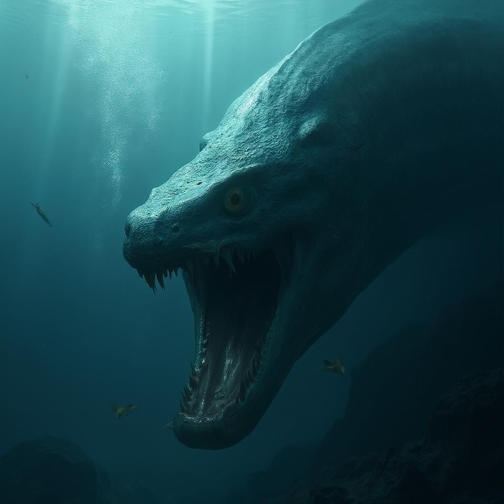 Terrifying hyperphotorealistic sea monster creation of SCP-3000 the gargantuan Moray eel