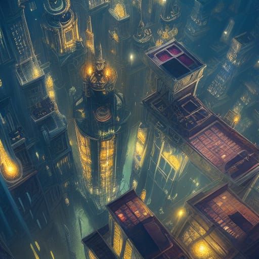 floating city at night