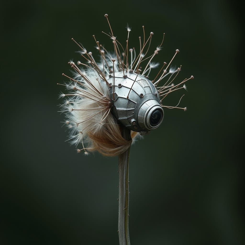 Surreal Extraterrestrial Being with Dandelion-Radar Head