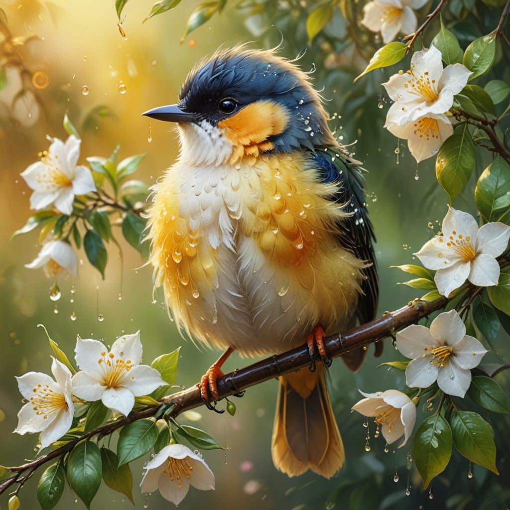 Jasmine flowers drink dew.  by @Elena