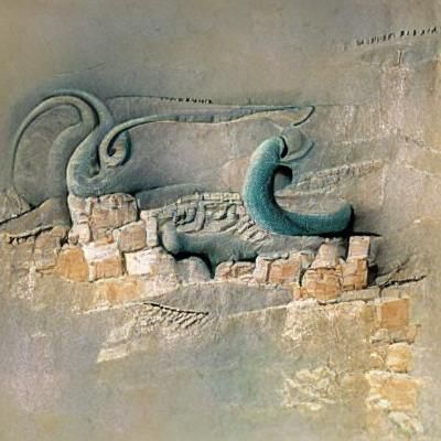 Bas-relief of a sea serpent, found in an ancient Turkish ruin