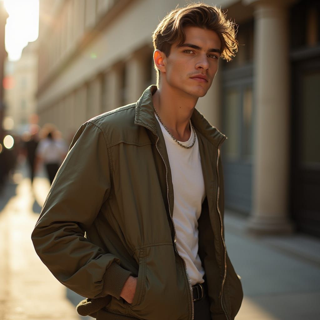 Confident Young Man in Warm Golden Light
