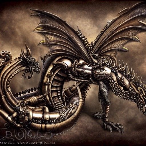 Biomechanical Steampunk Dragon