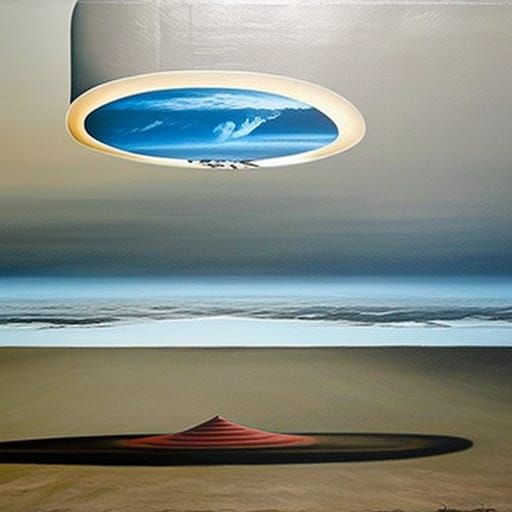 A bleak surrealist painting of everything is upside down