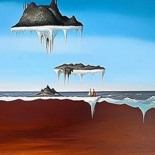 A bleak surrealist painting of everything is upside down