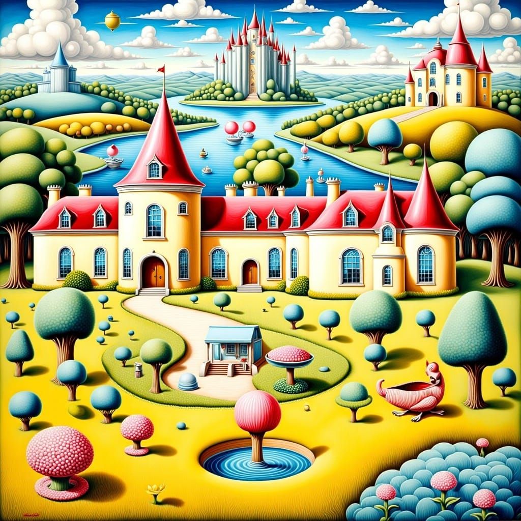 <lora:Pop surrealism Flux:1.0> Utopia. Perfect world. Pop surrealism Watercolor_painting. Bright vivid positive beautiful colors:: 