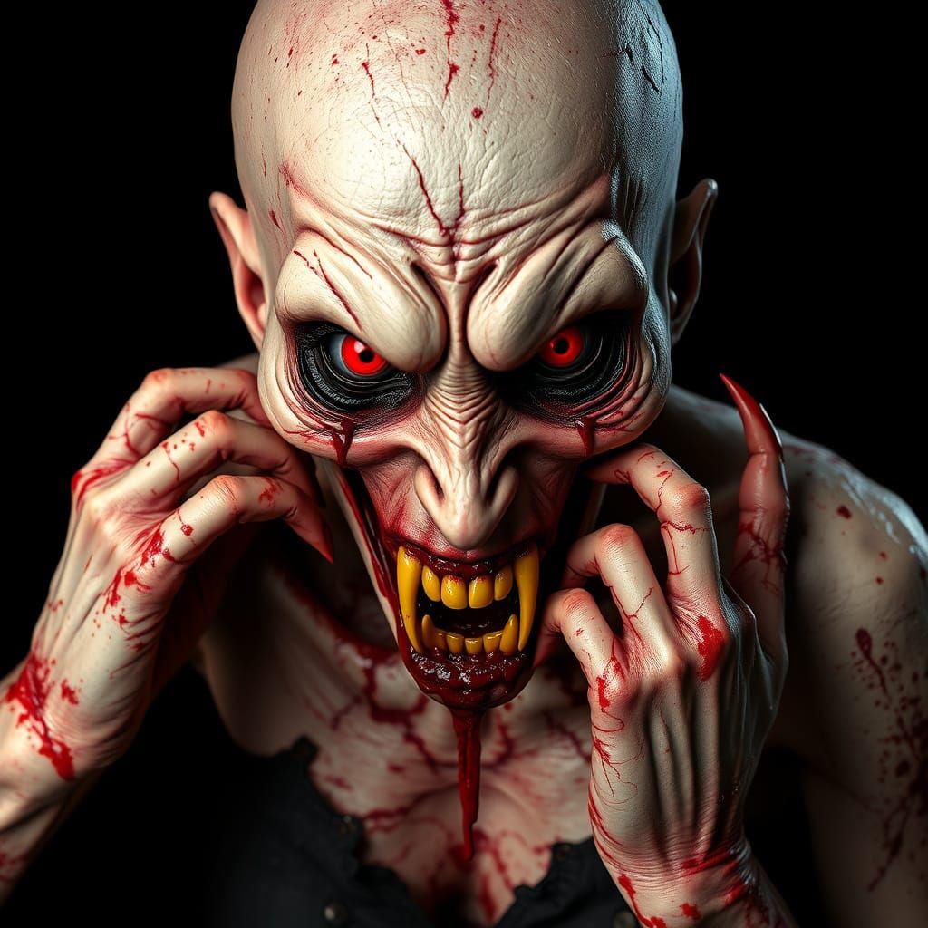 A horribly disgusting, disfigured Modern Vampire. Twistedly disfigured and deformed with open sores and ...  by @Pinhead fan