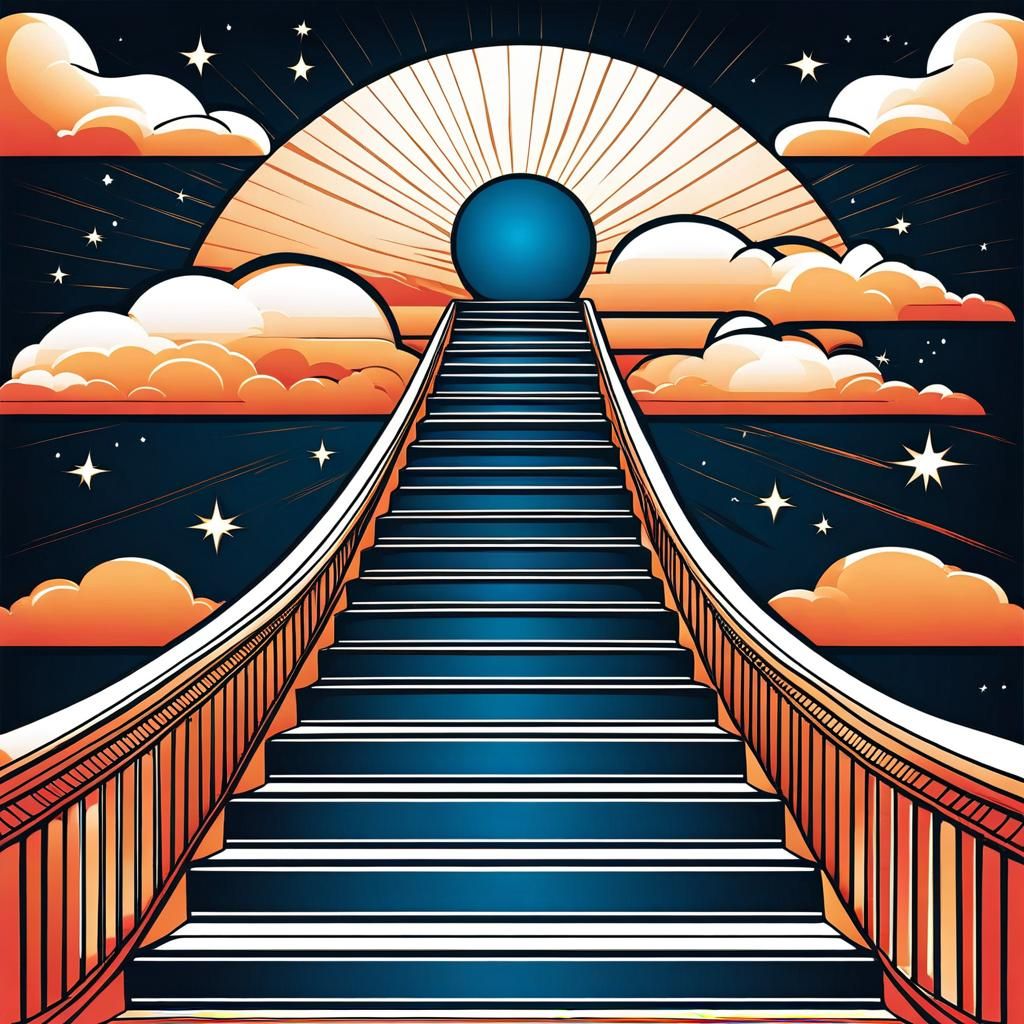 Stairway to heaven in colorful line art style