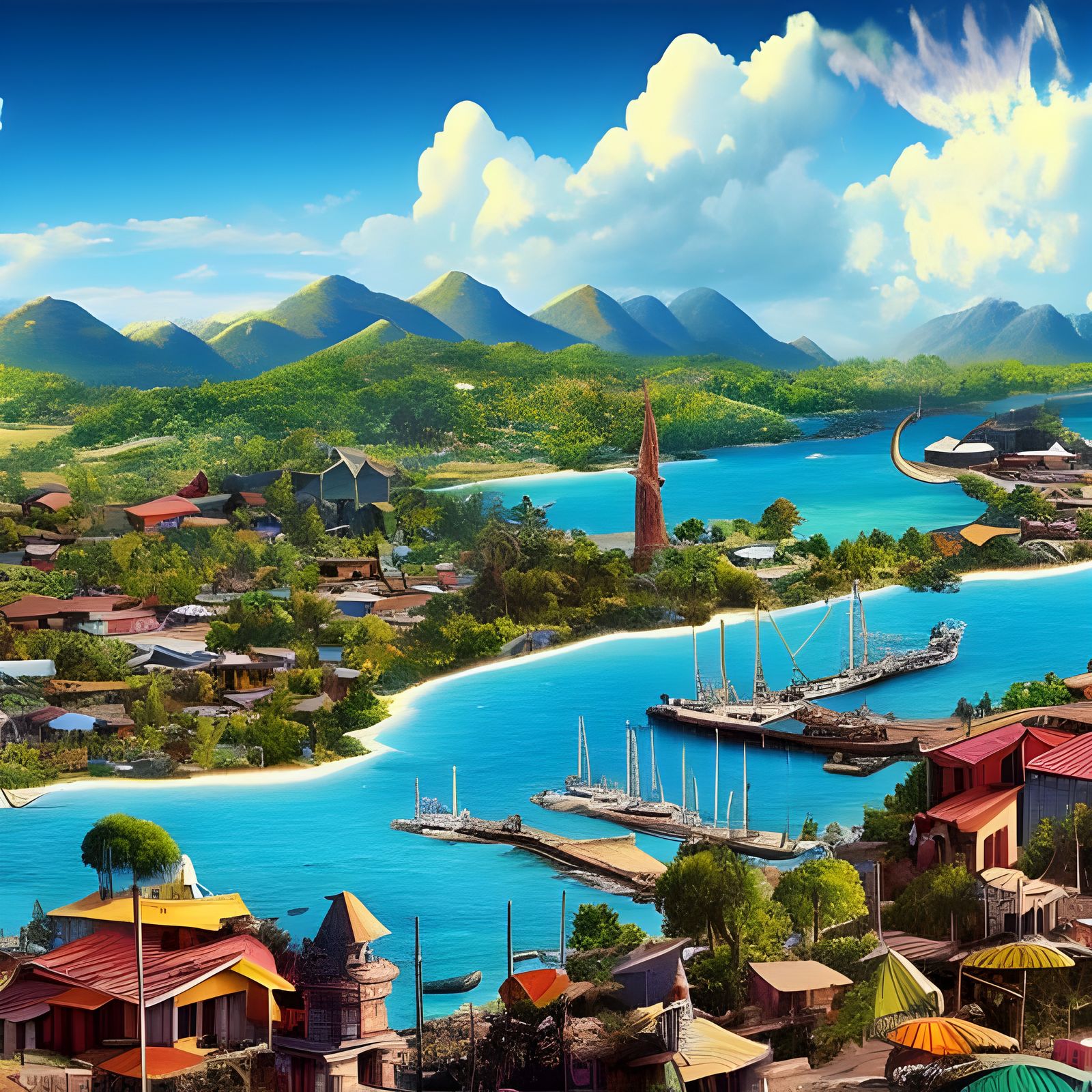 Small Town in New Caledonia AI Generated Artwork NightCafe Creator