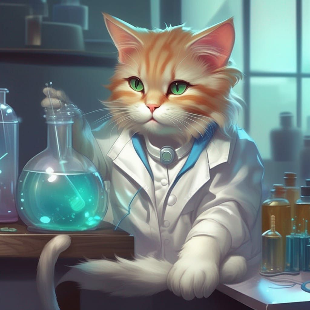 Frozen scientific cat - AI Generated Artwork - NightCafe Creator